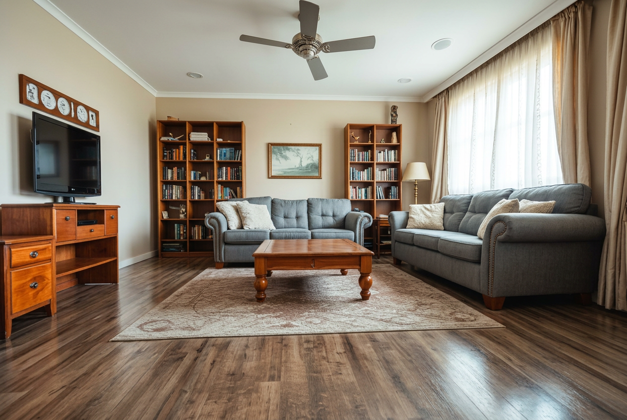 Small living space after a light cleaning service