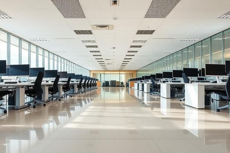 Organized office workspace after professional cleaning